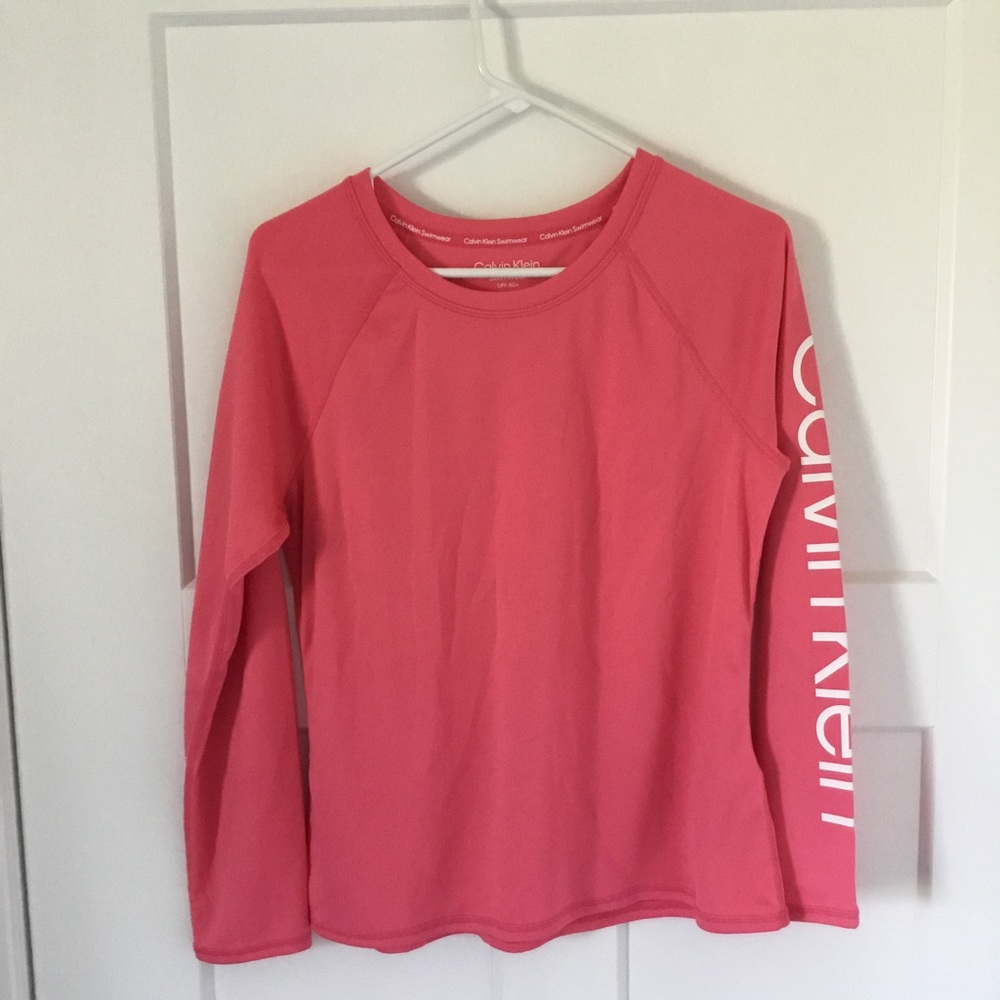 CALVIN KLEIN SWIMWEAR UPF 40+ Size Large Shirt Pretty pink/coral color